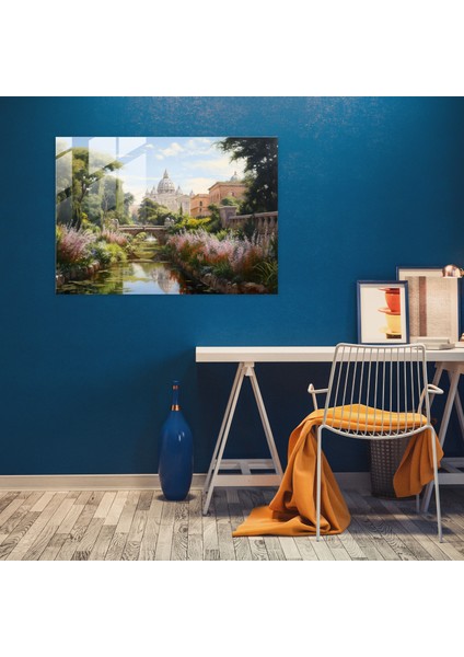 Vatikan Cam Baskı - Serene Vatikan Bahçeleri Empresyonist Cam Duvar Tablosu - Vatikan, Cam Sanatı, Vatikan, Cam Baskı, 45X30