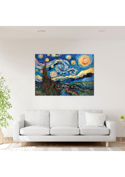 Vincent Van Gogh Yıldızlı Gece Kanvas Tablo - Vincent Van Gogh, Ev Dekorasyonu, Duvar Dekorasyonu, Vincent Van Gogh, 50X30