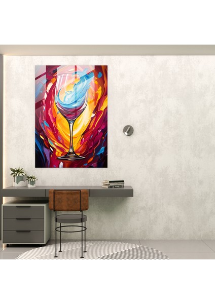 Şarap Kadehi Duvar Sanatı - Soyut Resim - Modern Sanat - Şarap, Cam Sanatı, Kalın, Duvar Dekorasyonu, 30X45 fiyatları