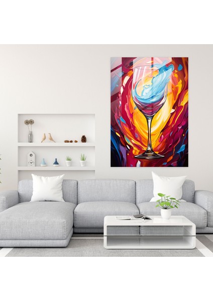 Şarap Kadehi Duvar Sanatı - Soyut Resim - Modern Sanat - Şarap, Cam Sanatı, Kalın, Duvar Dekorasyonu, 30X45 modelleri
