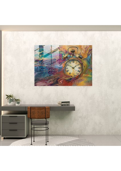 Renkli Meltdown Cam Duvar Sanatı - Sürrealizm Sanatı, Cam Sanatı, Cam Duvar Sanatı, Duvar Dekorasyonu, 45X30 modelleri