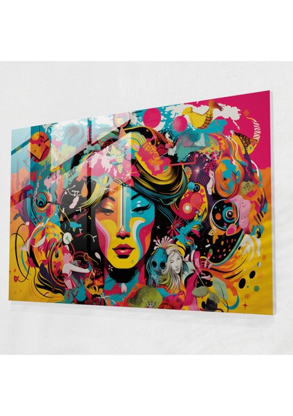 Dünya Haritası Modern Sanat - Dünya Haritası 2, Cam Duvar Sanatı, Cam Sanatı, Dinamik, 45X30