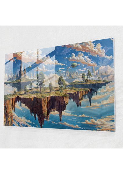 Sürrealizm Sanatı Modern Sanat: Uzaylı Manzarası - Sürrealizm Sanatı, Ev Dekorasyonu, Cam Duvar Sanatı, Cam Baskı, 45X30