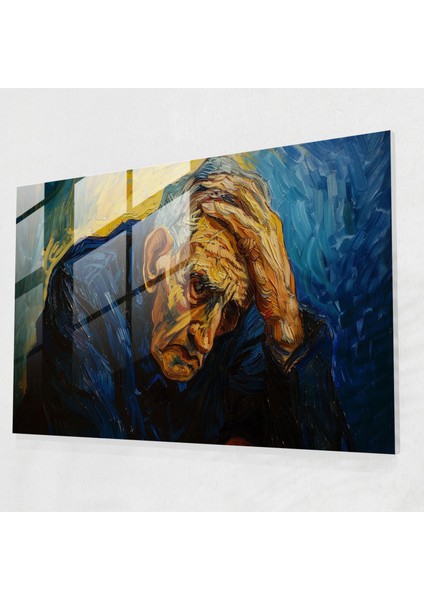 Vincent Van Gogh Cam Duvar Tablosu - Duygusal Yaşlı Adam - Vincent Van Gogh, Vincent Van Gogh, Cam Baskı, Modern Sanat, 45X30