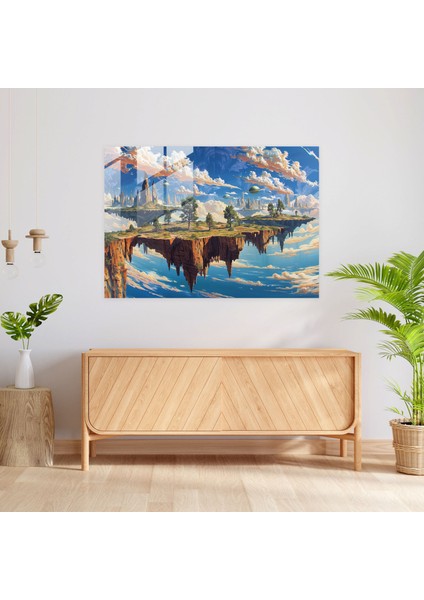 Sürrealizm Sanatı Modern Sanat: Uzaylı Manzarası - Sürrealizm Sanatı, Ev Dekorasyonu, Cam Duvar Sanatı, Cam Baskı, 45X30 fiyatları