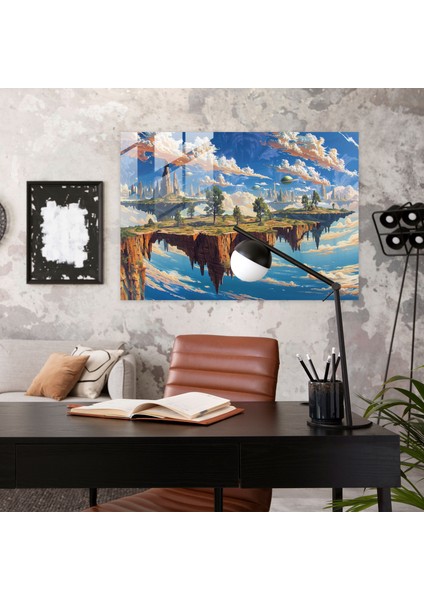 Sürrealizm Sanatı Modern Sanat: Uzaylı Manzarası - Sürrealizm Sanatı, Ev Dekorasyonu, Cam Duvar Sanatı, Cam Baskı, 45X30 modelleri