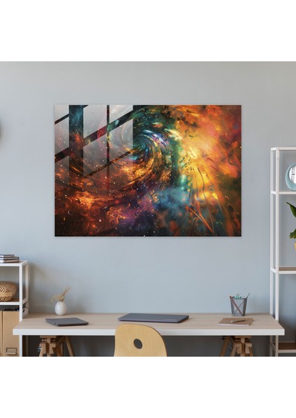 Sürrealizm Sanatı Cam Duvar Sanatı: Dönen Spiraller - Sürrealizm Sanatı, Ev Dekorasyonu, Cam Sanatı, Duvar Dekorasyonu, 45X30 modelleri