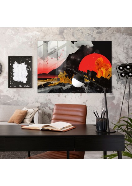 Volkan Cam Baskı - Volkan, Çağdaş Kolaj Sanatı, Cam Duvar Sanatı, Modern Sanat, 45X30 fiyatları