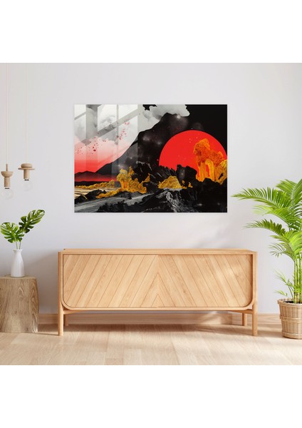 Volkan Cam Baskı - Volkan, Çağdaş Kolaj Sanatı, Cam Duvar Sanatı, Modern Sanat, 45X30 modelleri