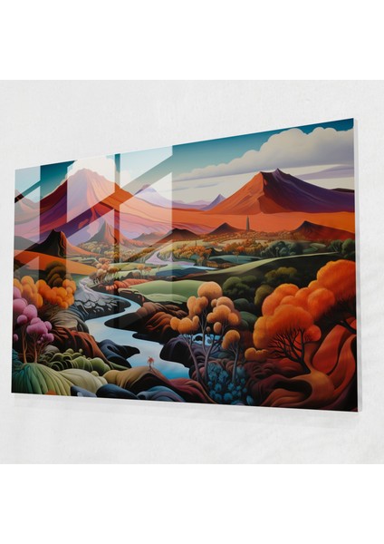 Soyut Volkan Cam Baskı - Volkan, Volkan, Canlı Tonlar, Cam Sanatı, 45X30