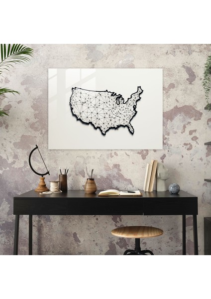 Amerika Birleşik Devletleri Cam Tablo - Amerika Birleşik Devletleri Haritası, Zarif, Cam Duvar Tablosu, Cam Baskı, 45X30 fiyatları