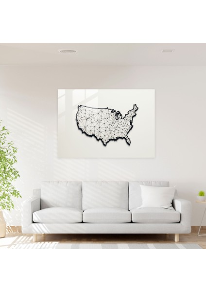 Amerika Birleşik Devletleri Cam Tablo - Amerika Birleşik Devletleri Haritası, Zarif, Cam Duvar Tablosu, Cam Baskı, 45X30 modelleri