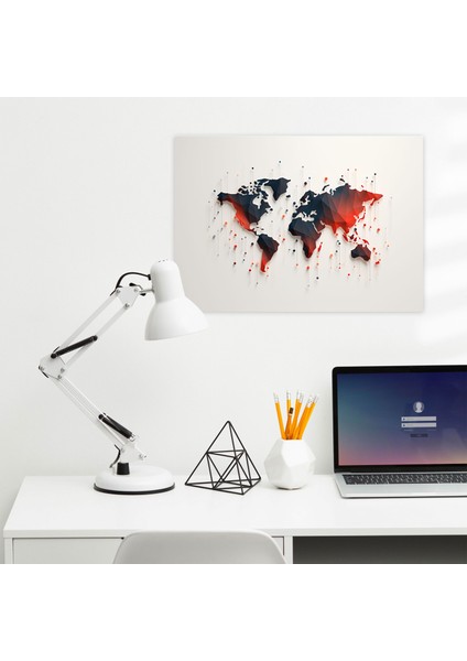 Minimalist Dünya Haritası Duvar Sanatı - Dünya Haritası, Kanvas Tablo, Şekiller, Basit Çizgiler, 70X50 fiyatları