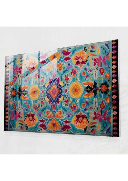 Çarpıcı Türk Halı Desenli Cam Baskı - Türk Halısı, Modern Sanat, Girift Detaylar, Cam Baskı, 45X30