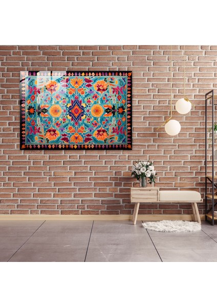 Çarpıcı Türk Halı Desenli Cam Baskı - Türk Halısı, Modern Sanat, Girift Detaylar, Cam Baskı, 45X30 modelleri