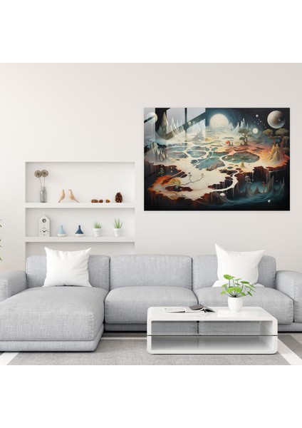 Dünya Haritası Cam Baskı - Gerçeküstü Rüya Manzarası - Dünya Haritası 2, Keşif, Cam Baskı, Rüya Gibi, 45X30 fiyatları