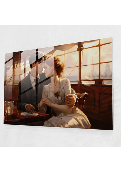 Titanic Cam Duvar Tablosu - Titanik, Yasak Aşk, Duvar Dekorasyonu, Cam Sanatı, 45X30