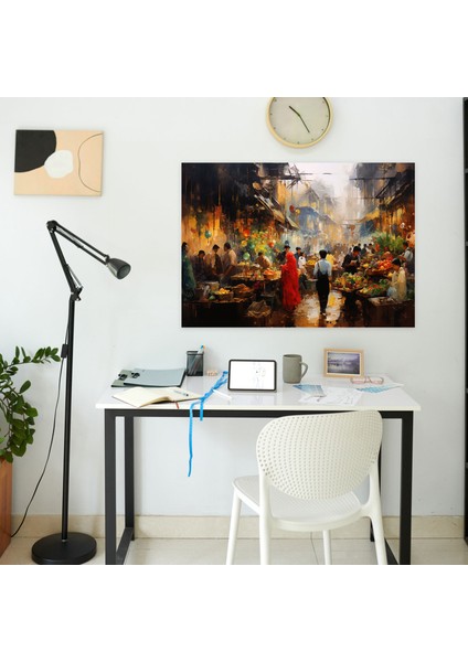 Seyahat Duvar Tablosu - Canlı Pazar Sahnesi - Seyahat, Kanvas Tablo, Canlı Renkler, Duvar Sanatı, 50X30