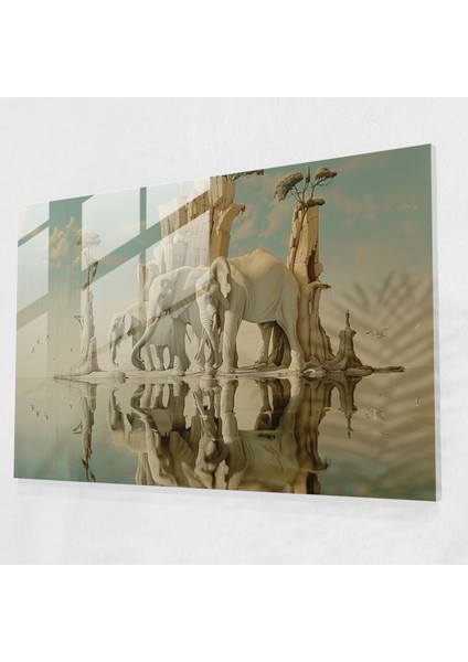 Filleri Yansıtan Kuğular Ev Dekorasyonu - Salvador Dali, Cam Tablo, Ev Dekorasyonu, Cam Baskı, 45X30