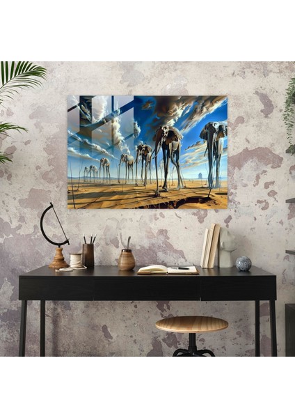 Salvador Dali Uzun Bacaklı Filler Cam Duvar Sanatı - Salvador Dali, Modern Sanat, Salvador Dali, Ev Dekorasyonu, 45X30 fiyatları