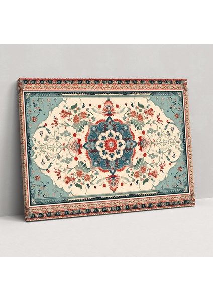 Zamansız Türk Halı Desenli Kanvas Tablo - Türk Halısı, Kanvas Tablo, Girift Detaylar, Türk Halı Desenli, 50X30