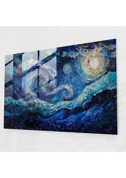 Vincent Van Gogh Cam Duvar Sanatı - Dönen Gökyüzü - Vincent Van Gogh, Cam Duvar Sanatı, Duvar Dekorasyonu, Modern Sanat, 45X30