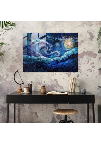 Vincent Van Gogh Cam Duvar Sanatı - Dönen Gökyüzü - Vincent Van Gogh, Cam Duvar Sanatı, Duvar Dekorasyonu, Modern Sanat, 45X30