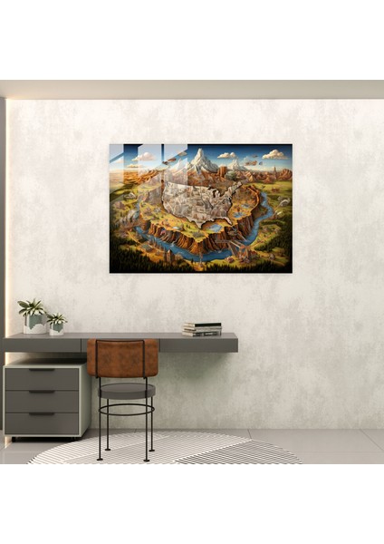 Amerika Birleşik Devletleri Haritası Cam Duvar Sanatı - Amerika Birleşik Devletleri Haritası, Simgesel Yapılar, Amerika Birleşik Devletleri Haritası, Cam Sanatı, 45X30 modelleri