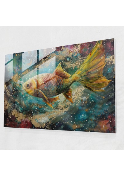 Sürrealizm Uçan Balık Cam Duvar Tablosu - Sürrealizm Sanatı, Sürrealizm Sanatı, Modern Sanat, Cam Sanatı, 45X30