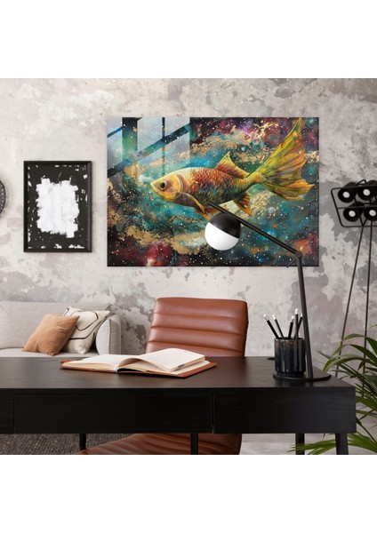 Sürrealizm Uçan Balık Cam Duvar Tablosu - Sürrealizm Sanatı, Sürrealizm Sanatı, Modern Sanat, Cam Sanatı, 45X30 modelleri