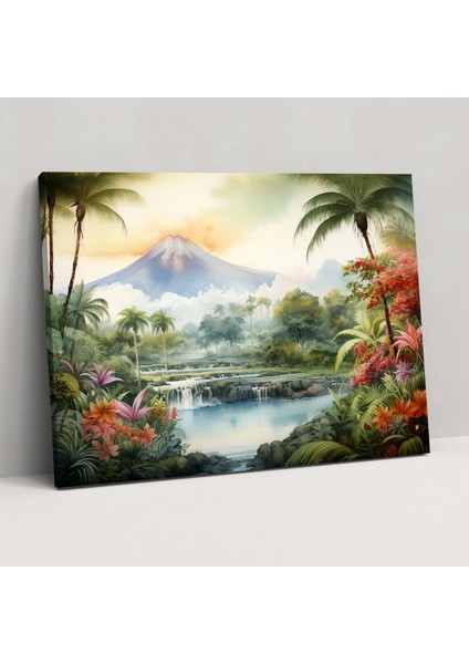 Tropikal Volkan Tablosu - Volkan, Volkan Kanvas Tablo, Kanvas Tablo, 50X30 Tablo, Kanvas Tablo, 50X30