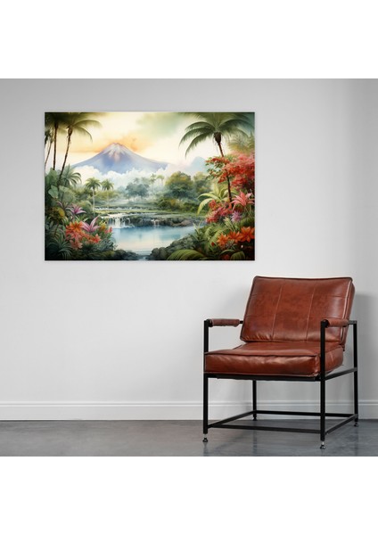 Tropikal Volkan Tablosu - Volkan, Volkan Kanvas Tablo, Kanvas Tablo, 50X30 Tablo, Kanvas Tablo, 50X30 fiyatları