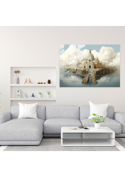 Vatikan Cam Baskı - Rüya Gibi Vatikan Şehri Sürrealist Cam Duvar Sanatı - Vatikan, Rüya Gibi Yorumlama, Sürrealist Sanat Eseri, Cam Baskı, 45X30