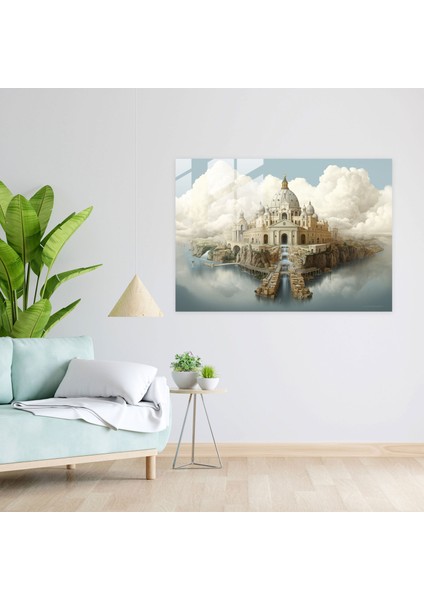 Vatikan Cam Baskı - Rüya Gibi Vatikan Şehri Sürrealist Cam Duvar Sanatı - Vatikan, Rüya Gibi Yorumlama, Sürrealist Sanat Eseri, Cam Baskı, 45X30