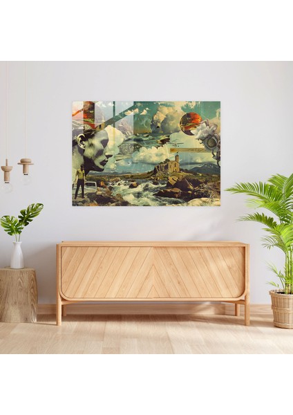 Sürrealizm Sanatı Cam Baskı - Uyumsuz Elementler Kolaj - Sürrealizm Sanatı, Gerçeküstücülük Sanatı, Ev Dekorasyonu, Uyumsuz Elementler, 45X30