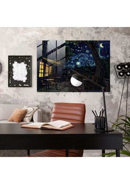 Vincent Van Gogh Ev Dekorasyonu - Gece Kafe Terası - Vincent Van Gogh, Cam Duvar Sanatı, Duvar Dekorasyonu, Vincent Van Gogh, 45X30 fiyatları