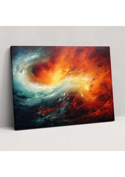 Volkan Soyut Kanvas Tablo - Volkan, Canlı Renkler, Duvar Dekorasyonu, 50X30 Kanvas Tablo