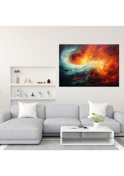 Volkan Soyut Kanvas Tablo - Volkan, Canlı Renkler, Duvar Dekorasyonu, 50X30 Kanvas Tablo fiyatları