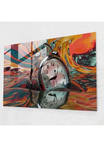 Eriyen Saat Sürrealizm Sanat Cam Baskı - Sürrealizm Sanat, Ev Dekorasyonu, Modern Sanat, Cam Sanatı, 45X30