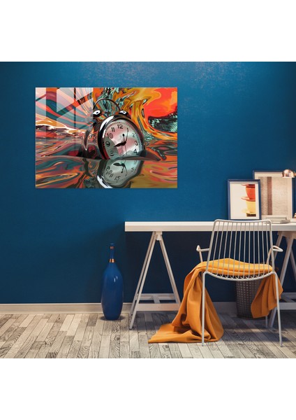 Eriyen Saat Sürrealizm Sanat Cam Baskı - Sürrealizm Sanat, Ev Dekorasyonu, Modern Sanat, Cam Sanatı, 45X30