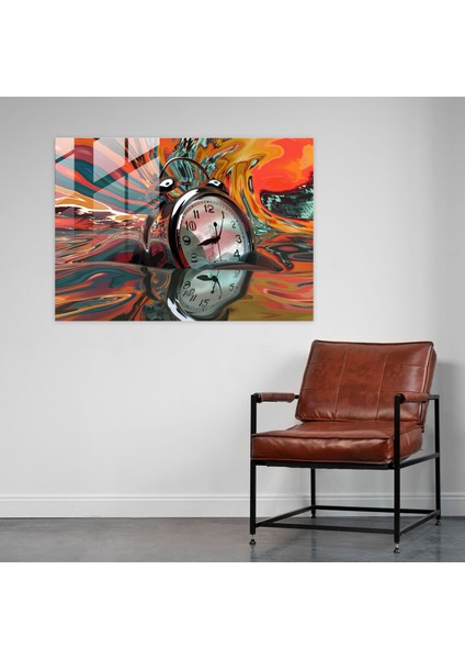 Eriyen Saat Sürrealizm Sanat Cam Baskı - Sürrealizm Sanat, Ev Dekorasyonu, Modern Sanat, Cam Sanatı, 45X30