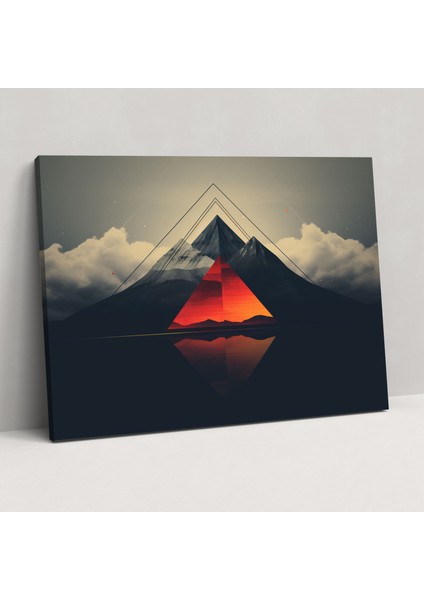 Volkan Geometrik Duvar Sanatı - Volkan, Duvar Sanatı, Temiz Çizgiler, Geometrik Temsil, 50X30