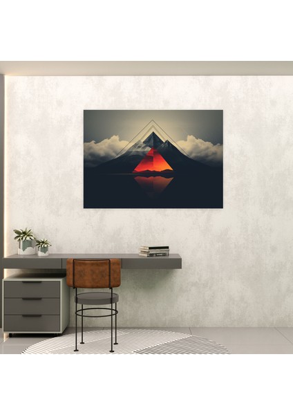 Volkan Geometrik Duvar Sanatı - Volkan, Duvar Sanatı, Temiz Çizgiler, Geometrik Temsil, 50X30 modelleri