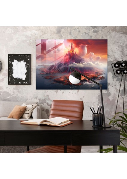 Volkan Cam Duvar Sanatı - Volkan, Volkan, Gizemli Yaratıklar, Canlı Renkler, 45X30 fiyatları