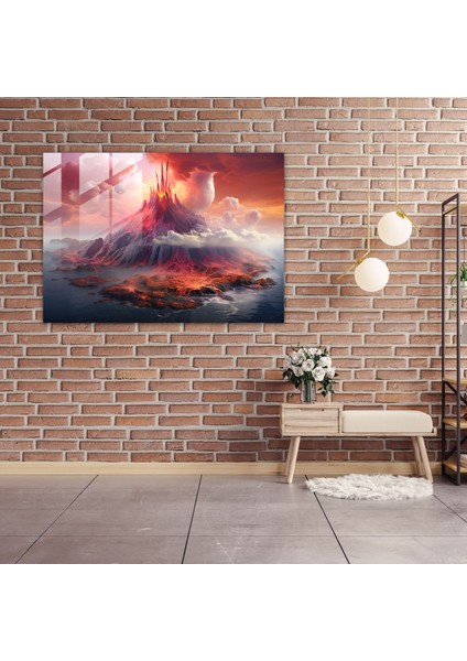 Volkan Cam Duvar Sanatı - Volkan, Volkan, Gizemli Yaratıklar, Canlı Renkler, 45X30 modelleri