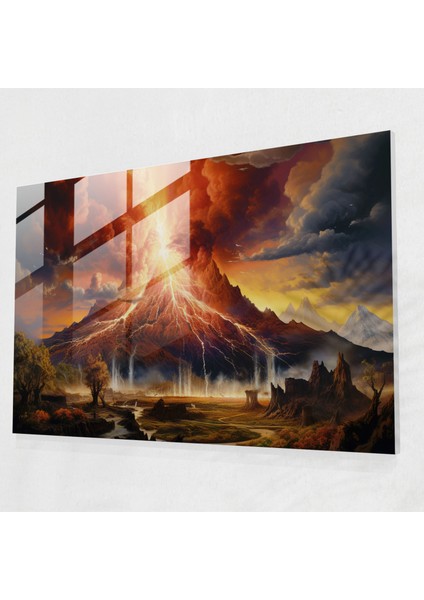 Gerçeküstü Volkan Cam Duvar Sanatı - Volkan, Cam Duvar Sanatı, Volkan, Cam Sanatı, 45X30