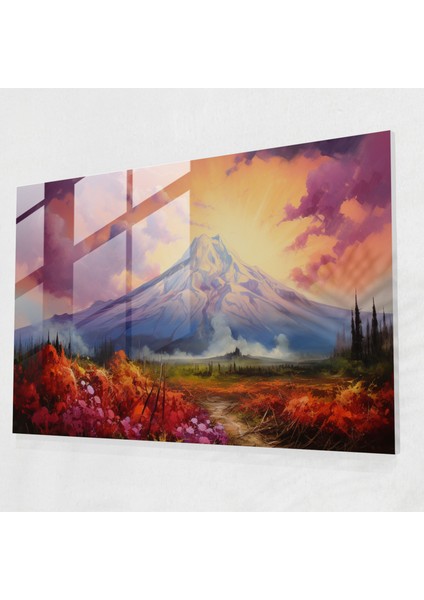 Empresyonist Volkan Cam Baskı - Volkan, Modern Sanat, Volkan, Dalgalanan Duman, 45X30