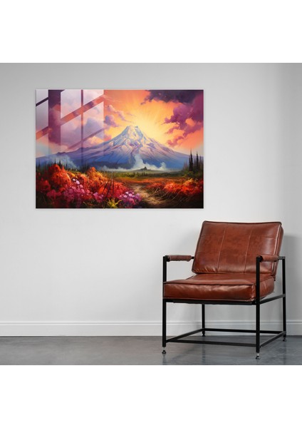 Empresyonist Volkan Cam Baskı - Volkan, Modern Sanat, Volkan, Dalgalanan Duman, 45X30 modelleri