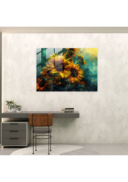Ayçiçeği Cam Duvar Sanatı - Vincent Van Gogh, Cam Duvar Sanatı, Cam Sanatı, Modern Sanat, 45X30 modelleri