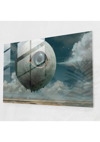 Ürkütücü Dev Gözlüklü Cam Duvar Sanatı - Sürrealizm Sanatı, Duvar Dekorasyonu, Modern Sanat, Cam Duvar Sanatı, 45X30